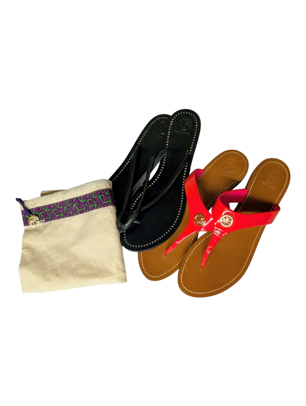 Tory Burch Sandals Shoes Patent Leather Shoe Bag Bundle - Picture 2 of 16